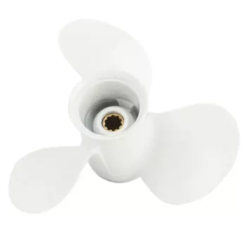 664-45952-00-EL 9 7/8x14 Алюминиевый подвесной гребной винт для лодки для Yamaha 20-30 л.с., белый, 10 шлицевых зубьев, 3 лопасти, правый