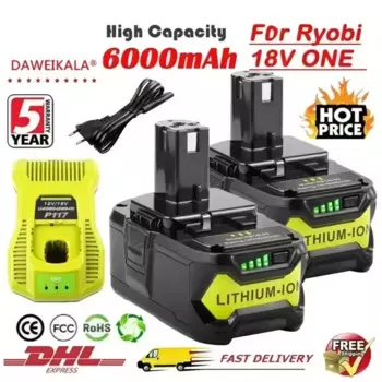6 Ач для RYOBI P108 18 В One + Plus аккумулятор 18 В литий-ионный электроинструмент P104 P107 RB18L50 RB18L20 P108