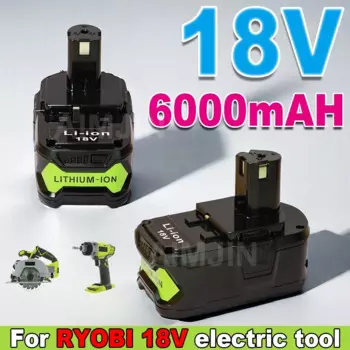 6 Ач для RYOBI P108 18 В аккумулятор 18 В литий-ионный электроинструмент P104 P107 RB18L50 RB18L20 P108