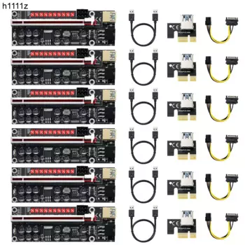 6 шт., PCIE Райзер V014 MAX, Райзер для видеокарты, Райзер PCI Express X16, адаптер-расширитель с 3838 светодиодами для майнинга биткоинов