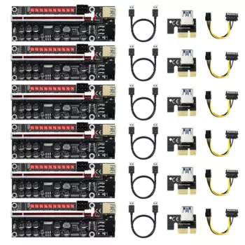 6 шт., PCIE Райзер V014 MAX, Райзер для видеокарты, Райзер PCI Express X16, адаптер-расширитель с 3838 светодиодами для майнинга биткоинов