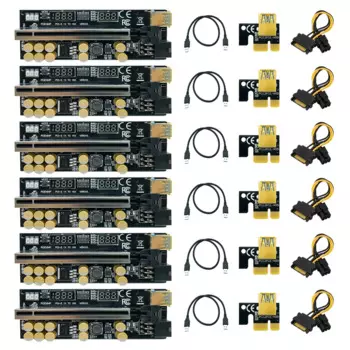 6 шт., Райзер PCIE для видеокарты USB3.0 016, Райзер PCI Express X16, Райзер для графического процессора, карта Райзера, 6-контактный мониторинг напряжения питания и температуры