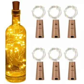 Гирлянда для бутылок вина LED, 6 шт.