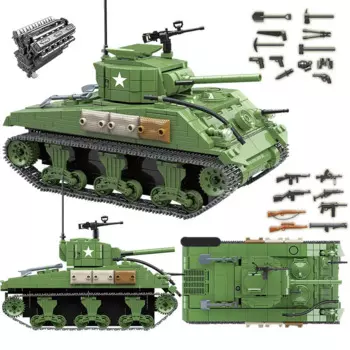 726 шт., Детский конструктор военный Американский Танк Sherman M4A1