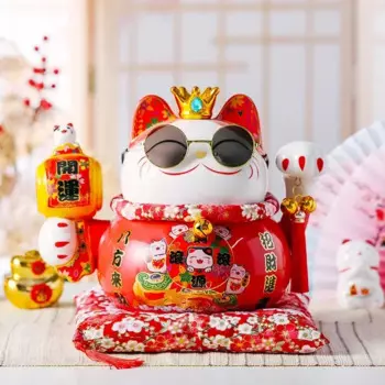 7,5-дюймовый счастливый кот, праздничный красный практичный памятный креативный керамический орнамент, свадебный подарок на помолвку, украшение стойки регистрации