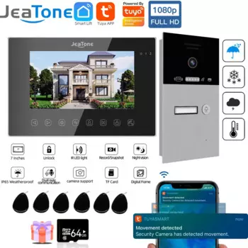 7-дюймовый Tuya Smart App 1080P видеодомофон беспроводной Wi-Fi 1-4 бытовой RFIC-карта дверной звонок домофон вилла домофон швейцар