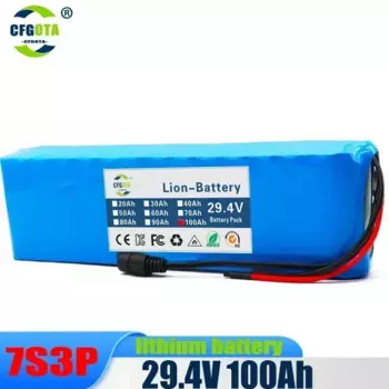 7S3P 29,4 В 100 Ач 18650 литий-ионный аккумулятор с зарядным устройством 2 А для электрического велосипеда, электрического скутера, наружного питания