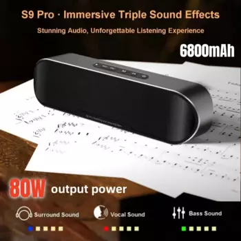 80 Вт Caixa De Som Bluetooth-динамик 6800 мАч ТВ/ПК Саундбар TWS Настольный компьютер Сабвуфер Открытый тяжелый бас Звуковая колонка Режим эквалайзера