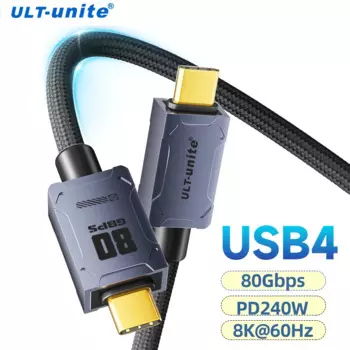 80Gbps USB4 Cable 8K UHD Type C 240W Fast Charging Data Transfer USB C Cable Compatible Thunderbolt 4 For Laptop Mobile Disk