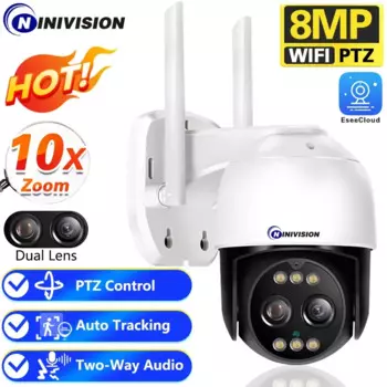 8-мегапиксельная 4K PTZ Wi-Fi IP-камера Облачная 10-кратная цифровая PTZ-зумная камера видеонаблюдения Уличная беспроводная камера с искусственным интеллектом обнаружения человека с автоматическим отслеживанием