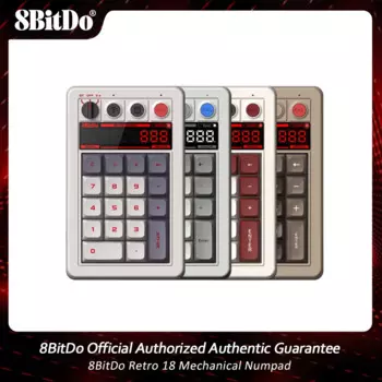 8bitdo Retro 18 Механический нумератор, поддерживает режим калькулятор, Bluetooth, 2,4G, проводной нумератор для Windows и Андро