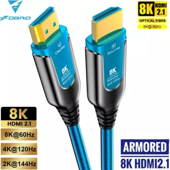 8K HDMI оптоволоконный кабель 48 Гбит/с Ультра высокоскоростной HDMI 2,1 бронированный кабель 8K 60 Гц 4K 120 Гц динамический HDR eARC HDCP для ТВ проектора