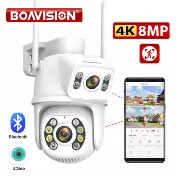 8MP 4MP Wifi камера наружная PTZ двойная линза двойной экран Ai человекоидное Обнаружение автоматическое отслеживание камера видеонаблюдения Onvif камера iCSee App