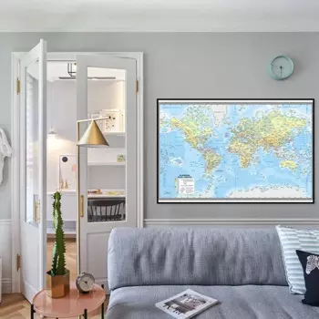 90x60 см наклейка на стену с картой испанского мира, карта мира, постеры и принты, подарок для путешествий для дома, школы, образования, декор