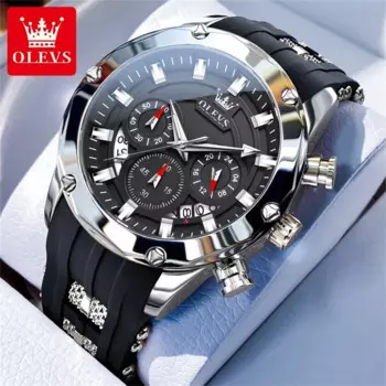 9991 оригинальные мужские часы OLEVS с силиконовым ремешком, многофункциональные кварцевые наручные часы для мужчин, модные спортивные водонепроницаемые часы с хронографом