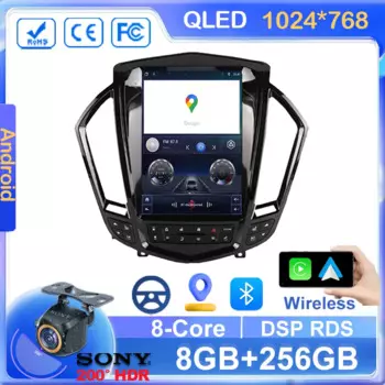 9,7-дюймовый радиоприемник для Cadillac SRX 2009-2012 Автомобильный радиоприемник 5G Wi-Fi Стерео Мультимедийный видеоплеер GPS-навигация HDR QLED Без 2din BT