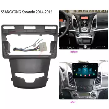 9-дюймовый автомобильный радиоприемник, рамка для Ssangyong Korando 2014-2015 Android, большой экран, аудиоприборная панель, комплект с кабельным проводом