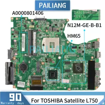 A0000801406 для TOSHIBA Satellite L750 материнская плата HM65 Материнская плата ноутбука DA0BLEMB6E0 HM65 N12M-GE-B-B1 DDR3 Протестирована ОК