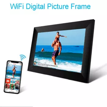 A10 WiFi 10,1-дюймовая цифровая фоторамка 1280 x 800 IPS с сенсорным экраном 16 ГБ Smart Photo Frame Управление через приложение со съемным держателем