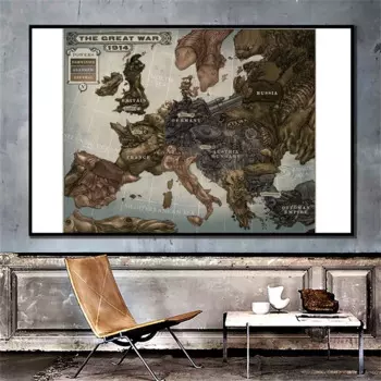 A1 84*59 см Карта Европы Холст Карта мира 1914 г. Великая война настенный художественный плакат декоративная живопись класс культурное обучение