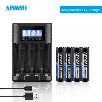 AAA 1480mWh Lii-ion перезаряжаемая батарея AAA 1,5 в 1,5 Вольт оригинальные батареи высокой емкости и зарядное устройство
