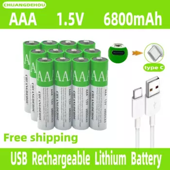 AAA перезаряжаемый аккумулятор USB 1,5 V литий-ионная Емкость 6800mAh пульт дистанционного управления Мышь игрушка фонарик резервная батарея + C-type кабель