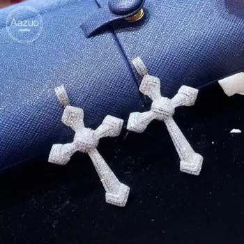 Aazuo 18K оригинальная подвеска из белого золота с натуральными бриллиантами 1,0 карата большой крест подарок мужчине старший банкет свадьба Au750