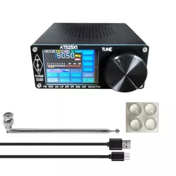 ABGZ-ATS25X1 Si4732 радиоприемник для всех диапазонов FM LW(MW SW) SSB + 3,5-дюймовый сенсорный ЖК-дисплей + кнутая антенна + аккумулятор + USB кабель + динамик