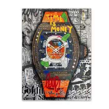 Абстрактная картина на холсте Time is Money