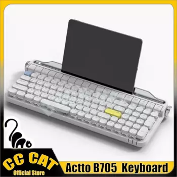 Actto B705 Беспроводная механическая клавиатура Bluetooth для пишущей машинки Ретро-клавиатура Gateron Custom RGB с держателем Laotop для Win Mac