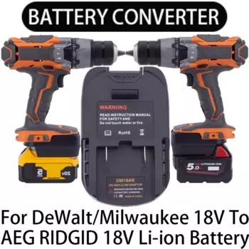 Адаптер для аккумулятора для литий-ионных инструментов AEG RIGDGID 18 в, преобразуется в адаптер для литий-ионных аккумуляторов DeWalt/Milwaukee 18/20 в, аксессуар для электроинструмента