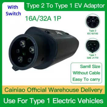 Адаптер для электромобилей 32A Тип 2-GBT Тип 2 iec 62196-тип 1 J1772 Тип 2-тип 1 220 В