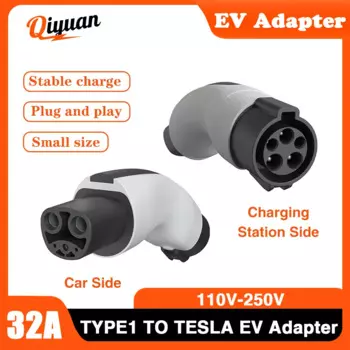 Адаптер для электромобиля EV для типа 1 к преобразователю TESLA J1772 к разъему зарядного устройства Tesla EV для телефона 32A