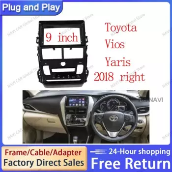 Адаптер для автомобильной аудиосистемы NAVI 2 DIN для Toyota Vios Yaris 2018, 9 дюймов, большой экран, 2DIN, монтажная рамка для панели, комплект