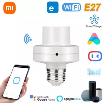 Адаптер для светодиодной лампы Xiaomi WiFi E27, держатель для лампочек, с голосовым управлением через приложение, таймером, поддержкой Alexa и Google Home