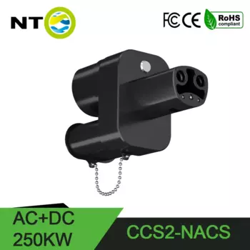 Адаптер переменного и постоянного тока NTO CCS2 в NACS, подходит для моделей NACS 3/X/Y, Сделано в США, комбинированный адаптер CCS2 с поддержкой зарядного устройства CCS2 и type 2