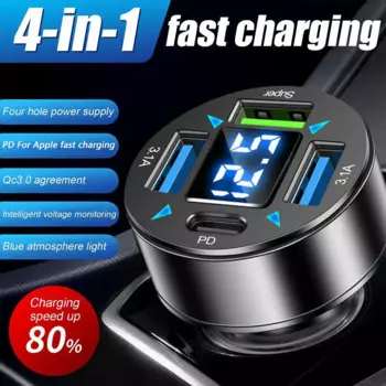 Адаптер питания с 4 Usb-портами и цифровым дисплеем, быстрая зарядка Usb Pd Qc3.0 Type C, Для Ipho P1g8