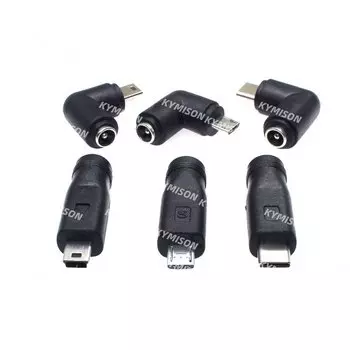 5 В постоянного тока 5,5*2,1 мм Разъем питания USB типа C USB-C Type-c 5,5 мм * 2,1 мм Мини-USB правый и адаптер питания постоянного тока Micro USB 1 шт.