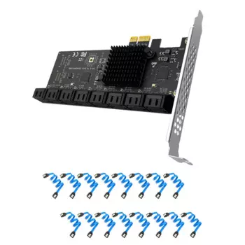 Адаптер SATA PCIE 1X, 16 портов, Sata, PCI Express контроллер PCI-SATA, дополнительная карта расширения внешней версии для майнинга ЧИА