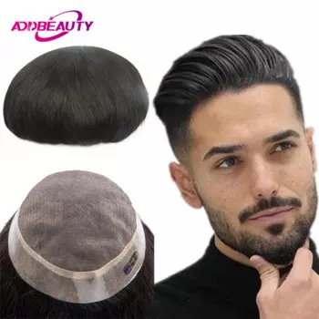 Addbeauty мужские парики из натуральных волос, моно-парик из искусственной кожи для мужчин, индийские человеческие волосы Remy, система волос, замена натуральных человеческих волос