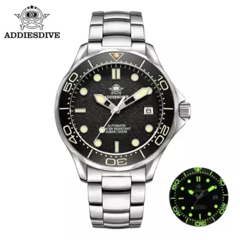 ADDIESDIVE NH35 Автоматические механические часы AD2106 с сапфировым стеклом C3 Super Luminous 200M Водонепроницаемые мужские роскошные наручные часы