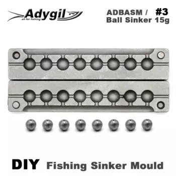 Adygil DIY рыболовный шар грузило форма ADBASM/#3 шариковое грузило 15 г 8 полостей