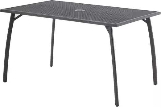 AECOJOY 51 "x31" металлический обеденный стол для террасы, прямоугольный стальной уличный стол, устойчивый к атмосферным воздействиям стол с отверстием для зонтика 1,73 дюйма