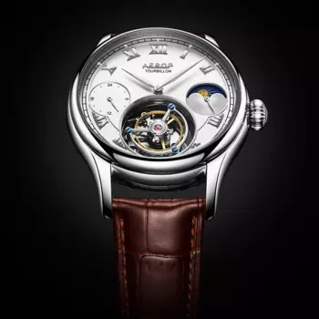AESOP Tourbillon мужские механические часы из натуральной кожи с сапфировым стеклом водонепроницаемые наручные часы многофункциональные с фазой Луны