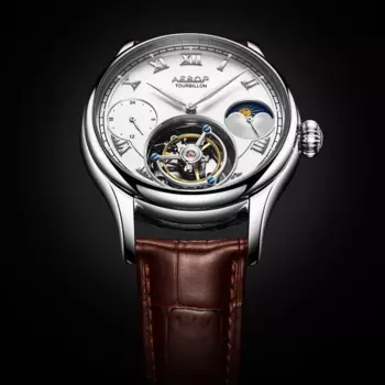 AESOP Tourbillon мужские механические часы из натуральной кожи с сапфировым стеклом водонепроницаемые наручные часы многофункциональные с фазой Луны