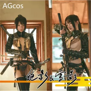 Agcos Ninja косплей женский сексуальный кожаный карнавальный костюм Хэллоуин наряды тьмы потому что комплекты