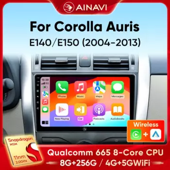 Автомобильный радиоприемник Ainavi для Toyota Corolla E140 E150 Auris 2005-2013, беспроводной Carplay, Android, автомобильный мультимедийный плеер, GPS 4G 2 Din