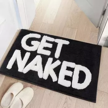 AISIRUI Get Naked Коврик для ванной, микрофибра, черно-белый