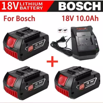 Аккумулятор 18 в 10 Ач для электродрели Bosch 18 в, перезаряжаемая литий-ионная батарея BAT609, BAT609G, BAT618, BAT618G, BAT614 + 1 зарядное устройство