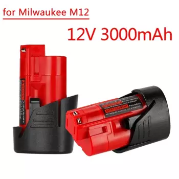 Аккумулятор Milwaukee 3 Ач для 12 В, совместим с аккумуляторами Milwaukee M12 XC 48-11-2410 48-11-2420 48-11-2411 12 В
